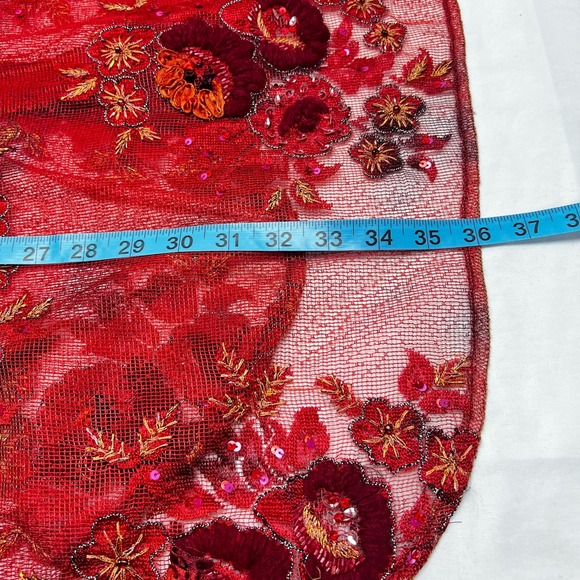 Sankofa Khari Mesh Tunic Embroidered Floral Beaded Women's Size L/XL Rust Red - Picture 9 of 9